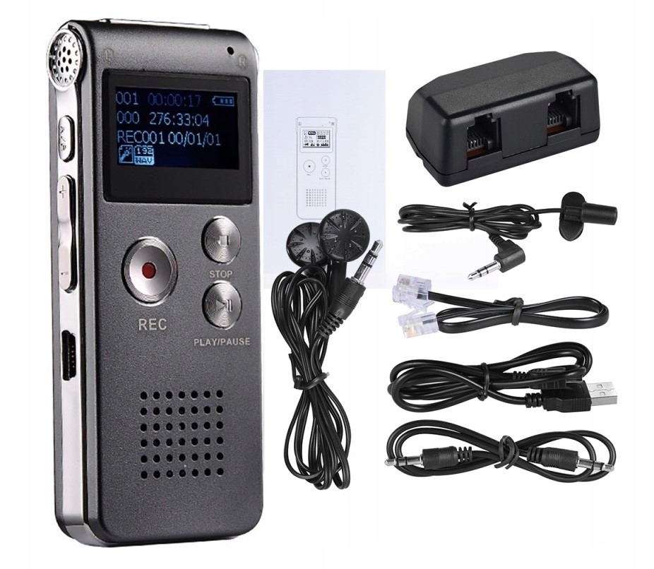DYKTAFON SK-012 CYFROWY MP3 8GB SREBRNY - Akcesoria rtv agd