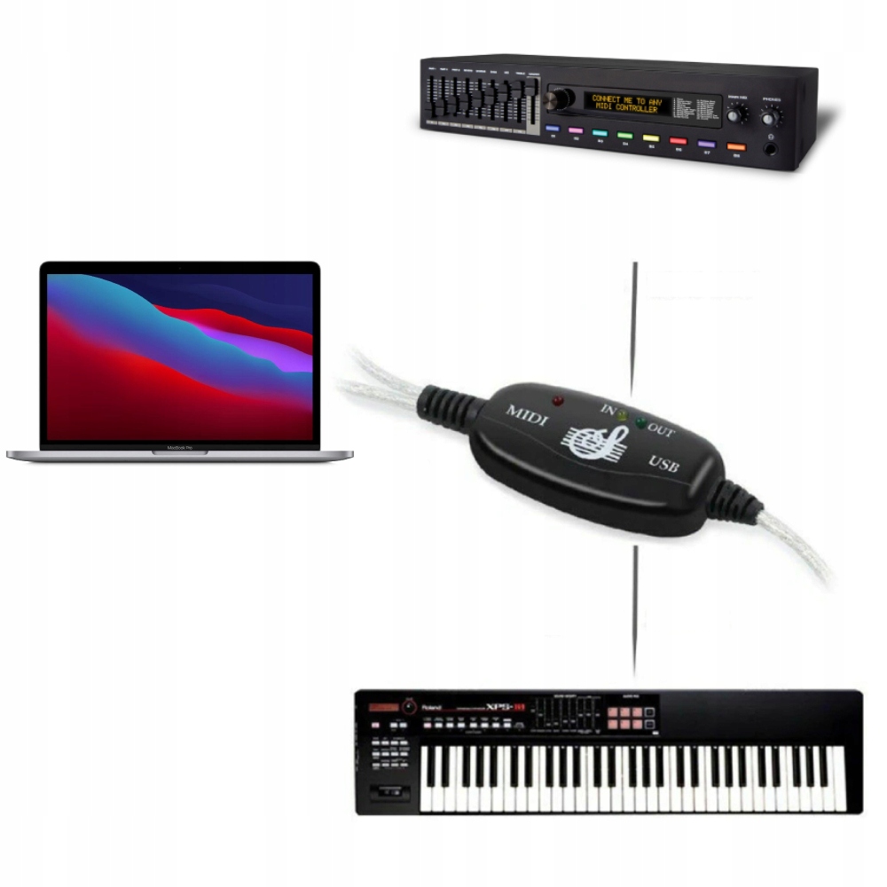 KONWERTER USB MIDI INTERFEJS IN/OUT 16 KANAŁÓW - Kable i USB adaptery