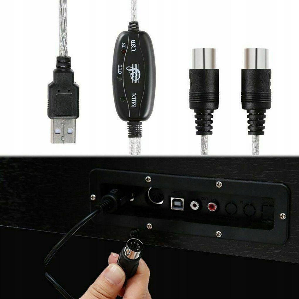 KONWERTER USB MIDI INTERFEJS IN/OUT 16 KANAŁÓW - Kable i USB adaptery