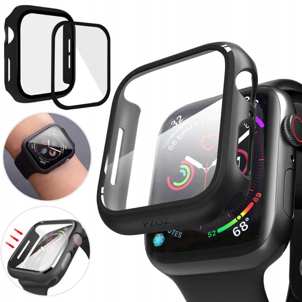 ETUI DO APPLE WATCH 5 6 SE 4 SZKŁO HARTOWANE 44MM CZARNE - Smartwatche
