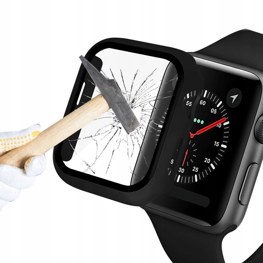 ETUI DO APPLE WATCH 5 6 SE 4 SZKŁO HARTOWANE 44MM CZARNE - Smartwatche