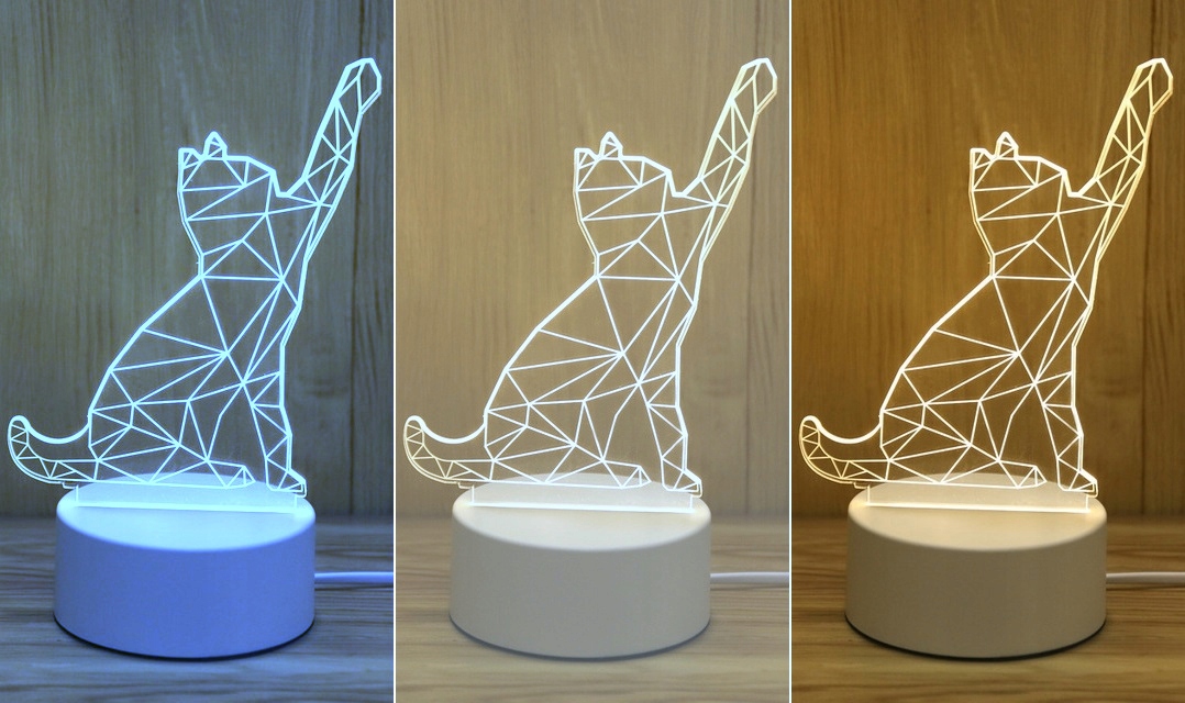 LAMPKA 3D KOTEK LED NA USB - Gadżety na prezent