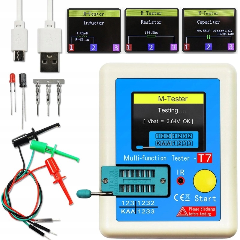 TESTER ELEMENTÓW ELEKTRONICZNYCH LCR-T7 Z WYŚWIETLACZEM - Narzędzia pomiarowe