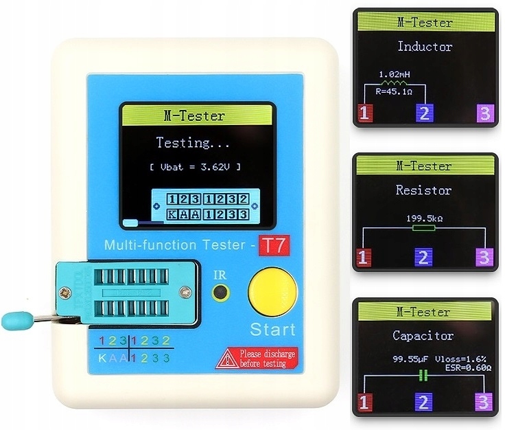 TESTER ELEMENTÓW ELEKTRONICZNYCH LCR-T7 Z WYŚWIETLACZEM - Narzędzia pomiarowe