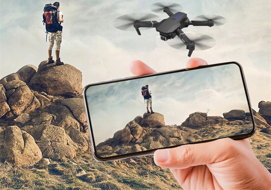 DRON Z KAMERĄ 4K LS-E525 Z PILOTEM I AKCESORIAMI CZARNY - Akcesoria elektroniczne