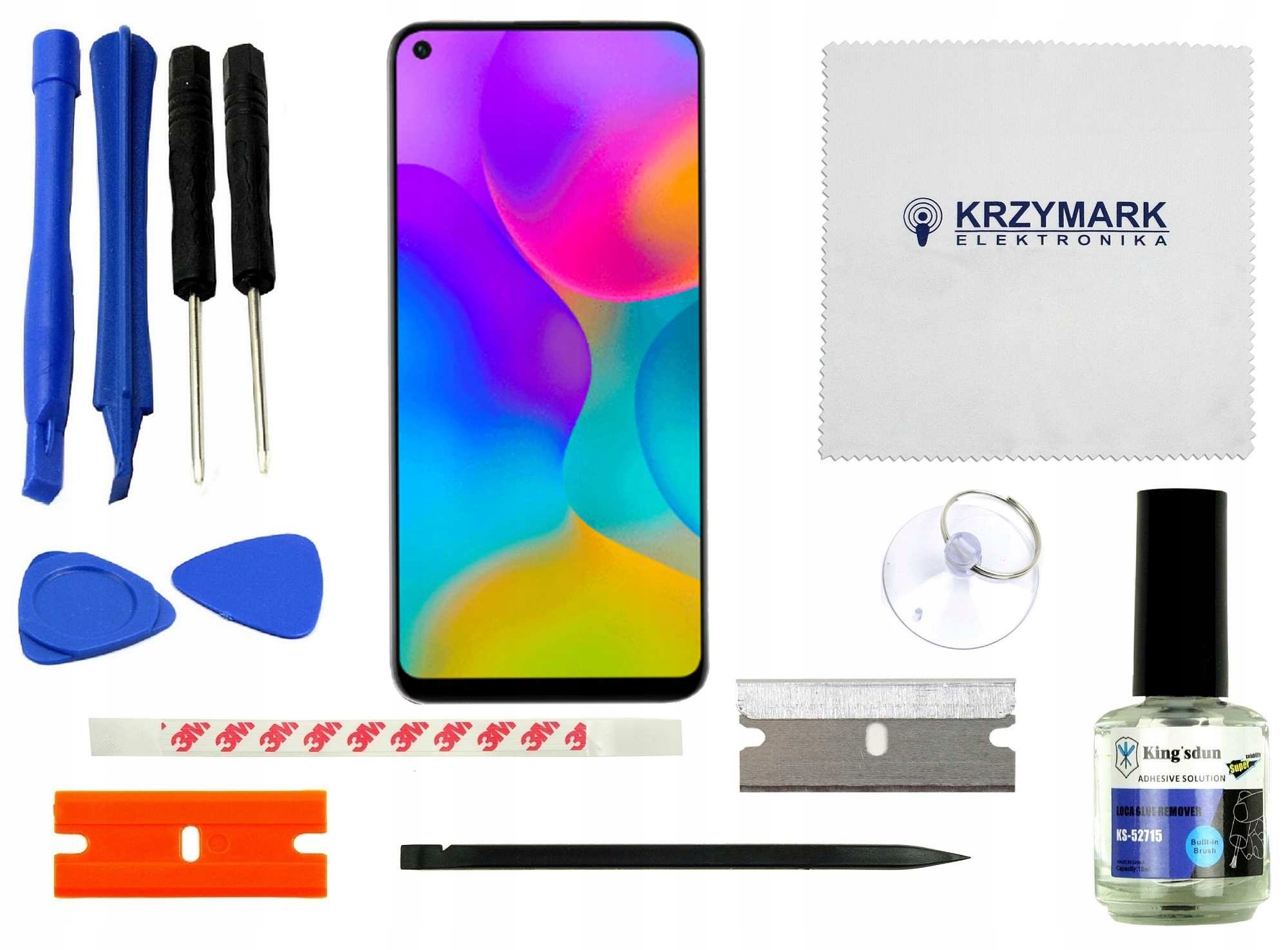 WYŚWIETLACZ I DIGITIZER HUAWEI P40 LITE E ART-L29 HONOR PLAY 3 Z ZESTAWEM NAPRAWCZYM CZARNY - Wyświetlacze z digitizerami do telefonów