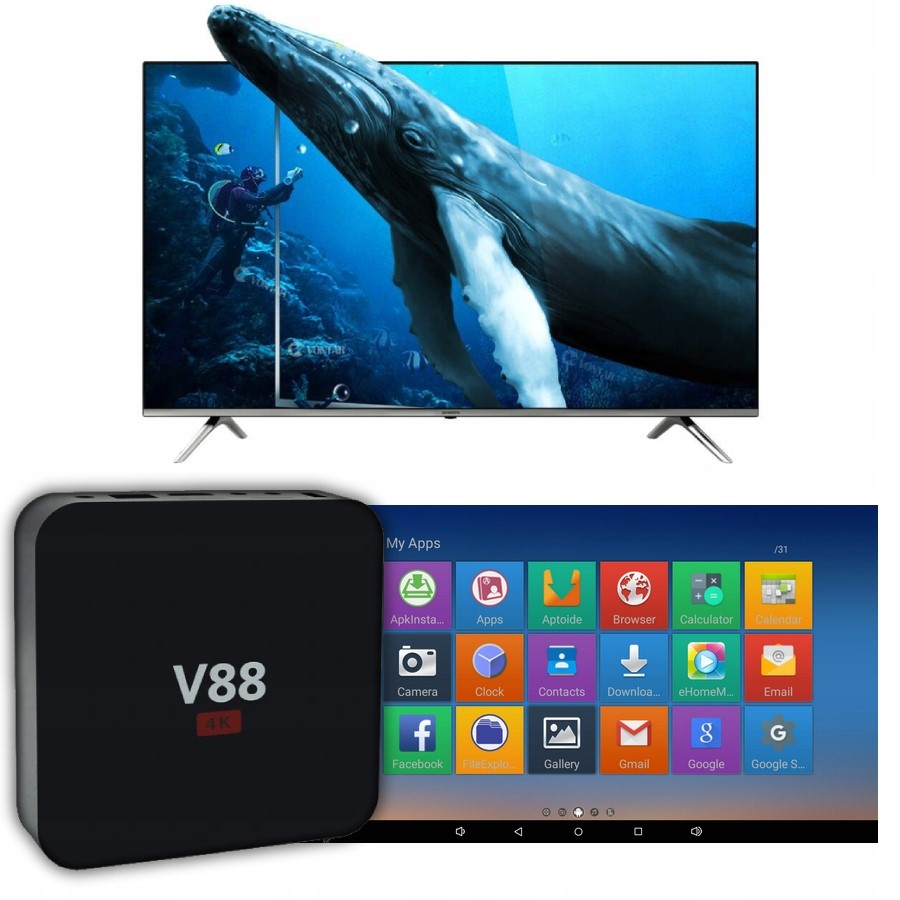 SMART TV BOX ANDROID 10.1 4K SCISHION V88 Z KABLEM HDMI I PILOTEM - Przystawki Smart TV