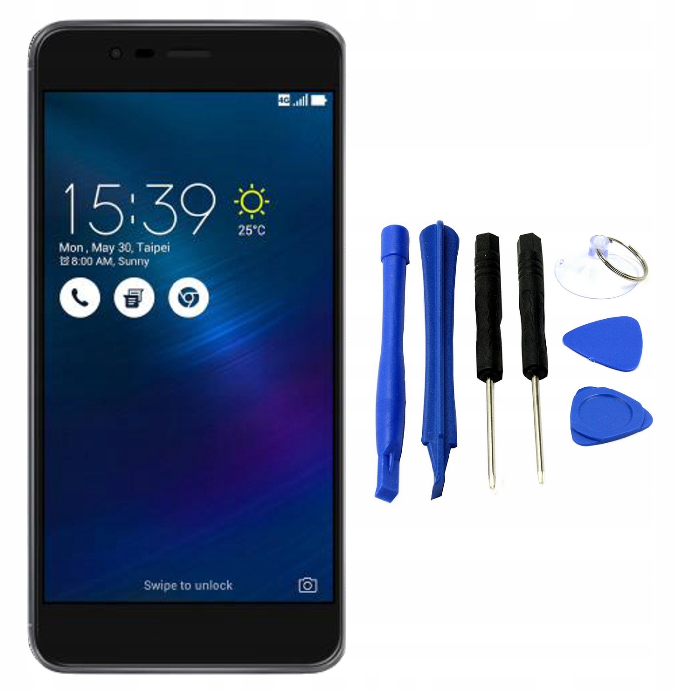 WYŚWIETLACZ Z DIGITIZEREM ASUS ZENFONE 3 MAX ZC520TL X008D Z NARZĘDZIAMI CZARNY - Wyświetlacze z digitizerami do telefonów