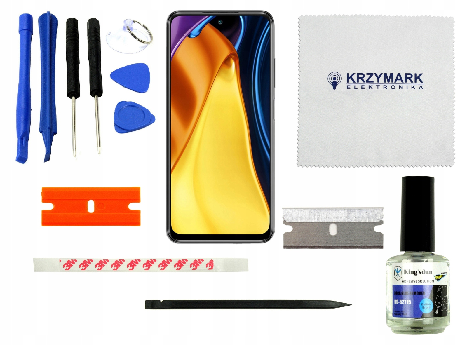 WYŚWIETLACZ I DIGITIZER XIAOMI POCO M3 M2010J19CG Z ZESTAWEM NAPRAWCZYM I RAMKĄ - Wyświetlacze z digitizerami do telefonów