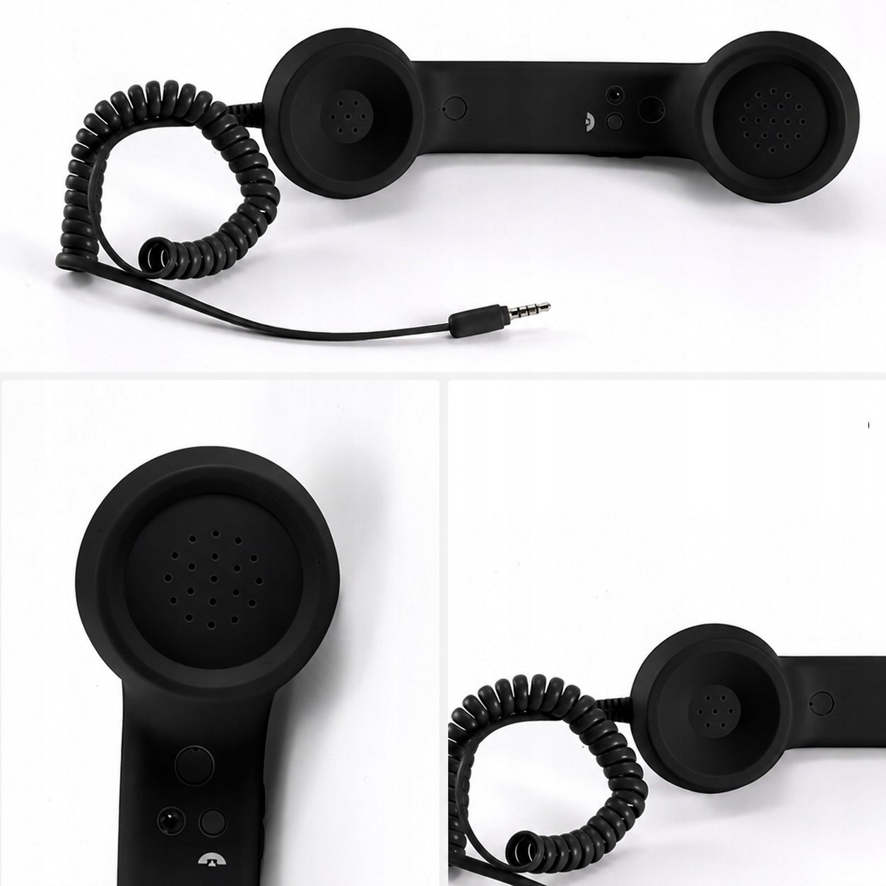 SŁUCHAWKA RETRO DO TELEFONU CZARNA MINI JACK 3.5 MM - Gadżety na prezent