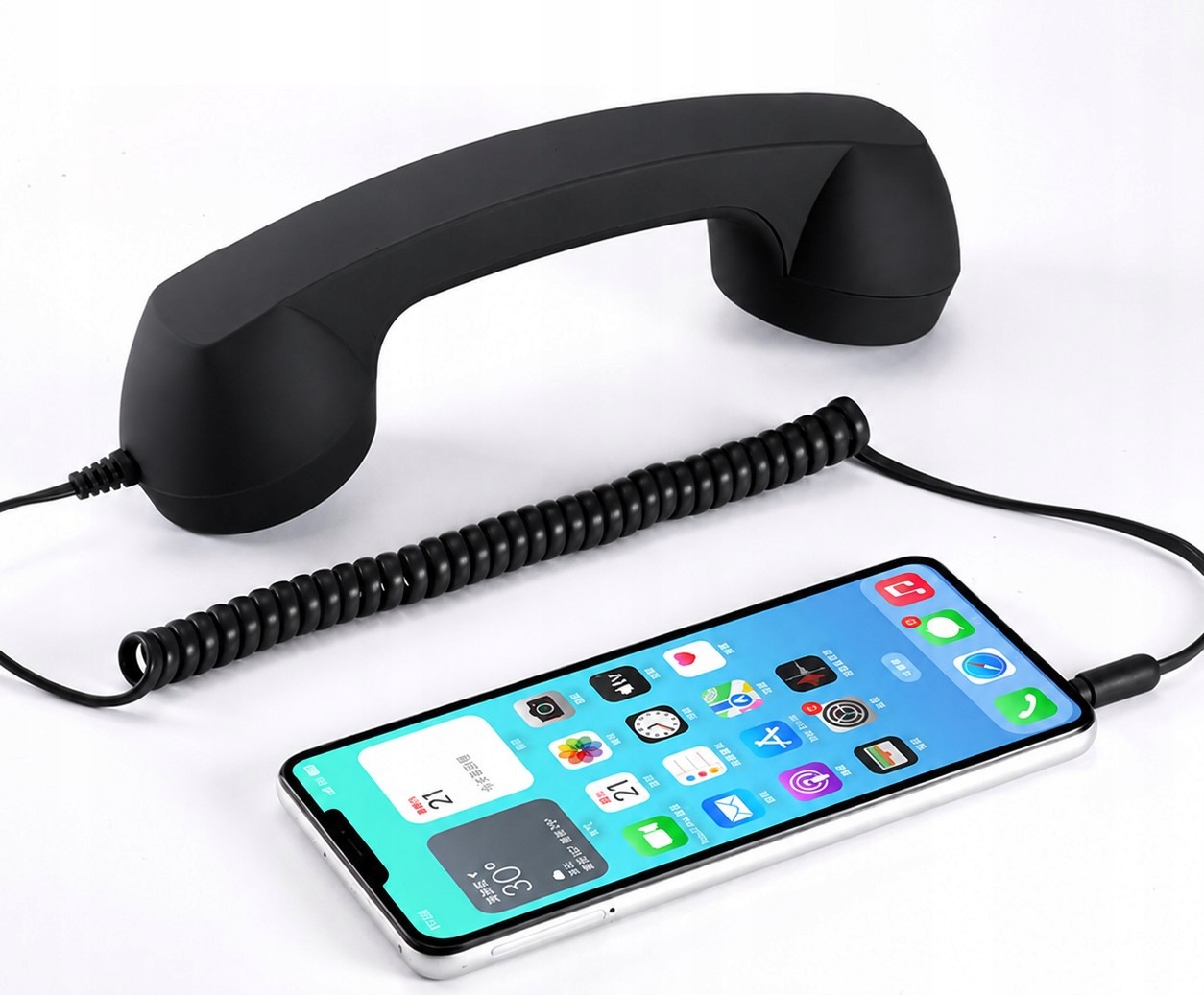 SŁUCHAWKA RETRO DO TELEFONU CZARNA MINI JACK 3.5 MM - Gadżety na prezent