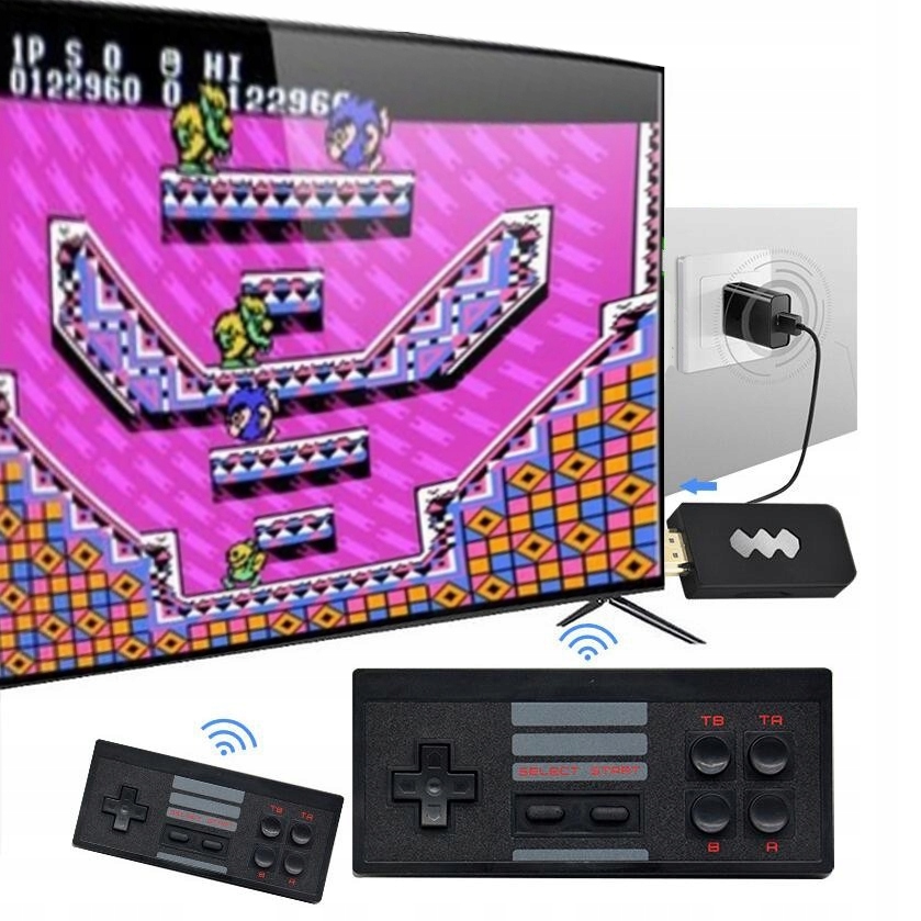 GRA TELEWIZYJNA RETRO EMX-06 HDMI 8-BIT 620 GIER 2 PADY BEZPRZEWODOWE - Akcesoria rtv agd