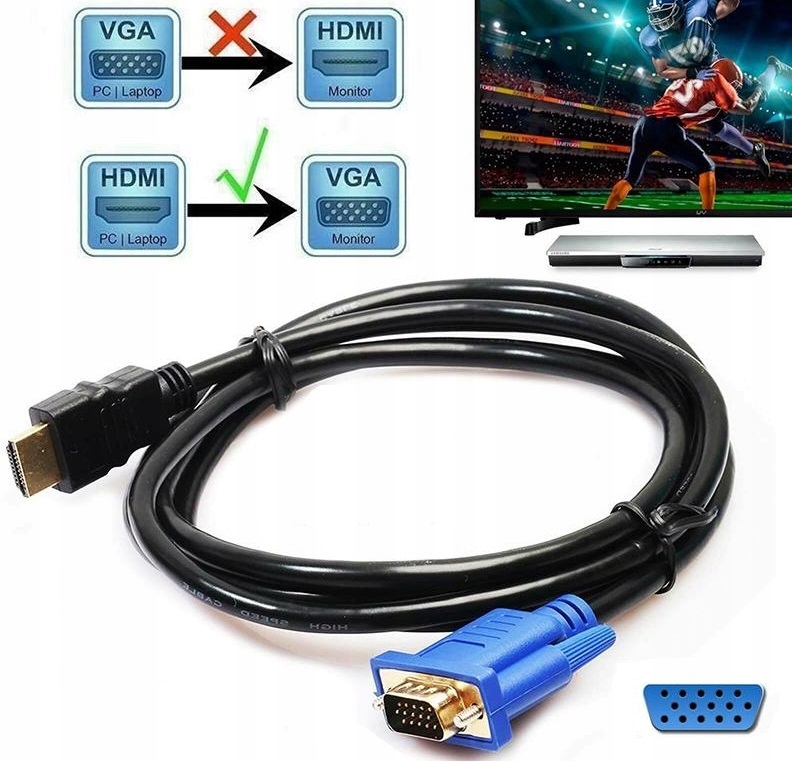 ADAPTER Z HDMI DO VGA PRZEJŚCIÓWKA - Kable i USB adaptery