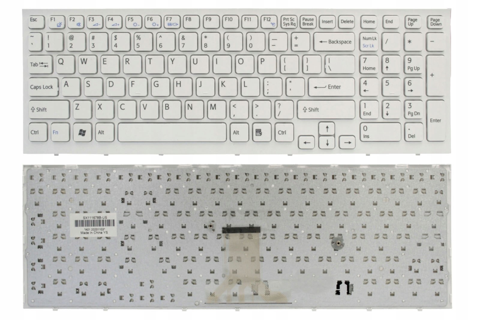 KLAWIATURA DO SONY VAIO VPC-EB PCG-7121 BIAŁA Z RAMKĄ US - Klawiatury do laptopów