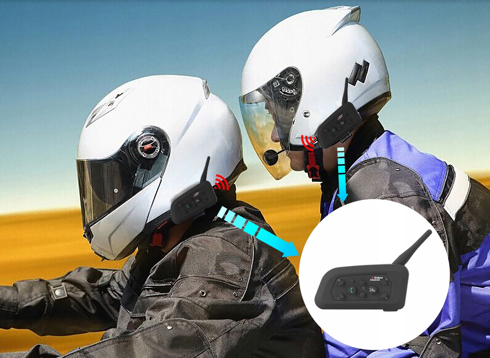 INTERKOM MOTOCYKLOWY EJEAS V6 PRO BLUETOOTH 2 KOMPLETY - Akcesoria motoryzacyjne