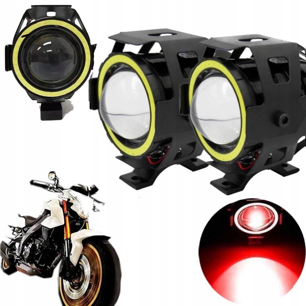 LAMPA MOTOCYKLOWA 2 SZTUKI CZERWONY RING LED CREE U7 - Akcesoria motoryzacyjne