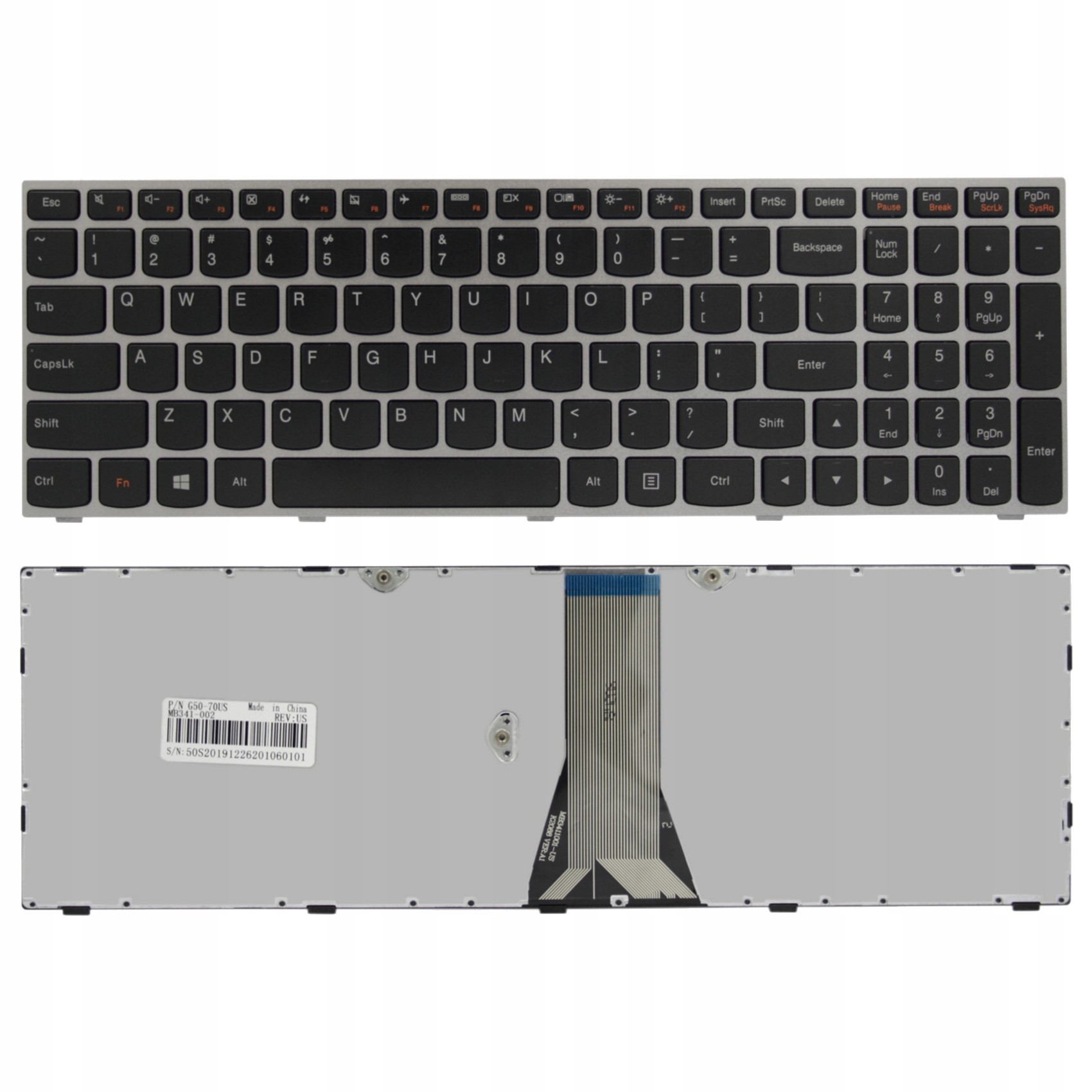 KLAWIATURA DO LENOVO G50 Z51-70 B50-80 B50-30 Z70 SREBRNA RAMKA - Klawiatury do laptopów