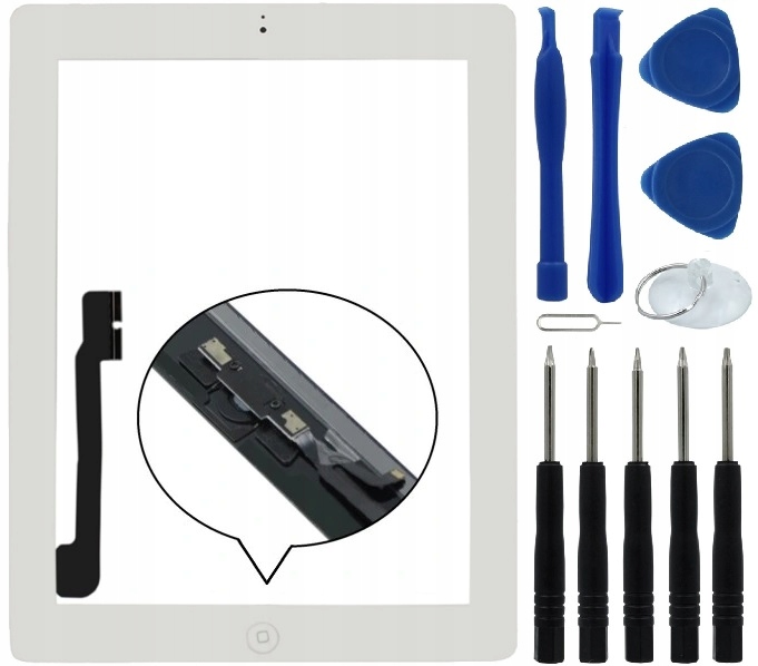 DIGITIZER IPAD 3 A1403 A1416 A1430 IPAD 4 A1458 A1459 A1460 Z NARZĘDZIAMI BIAŁY - Digitizery do tabletów