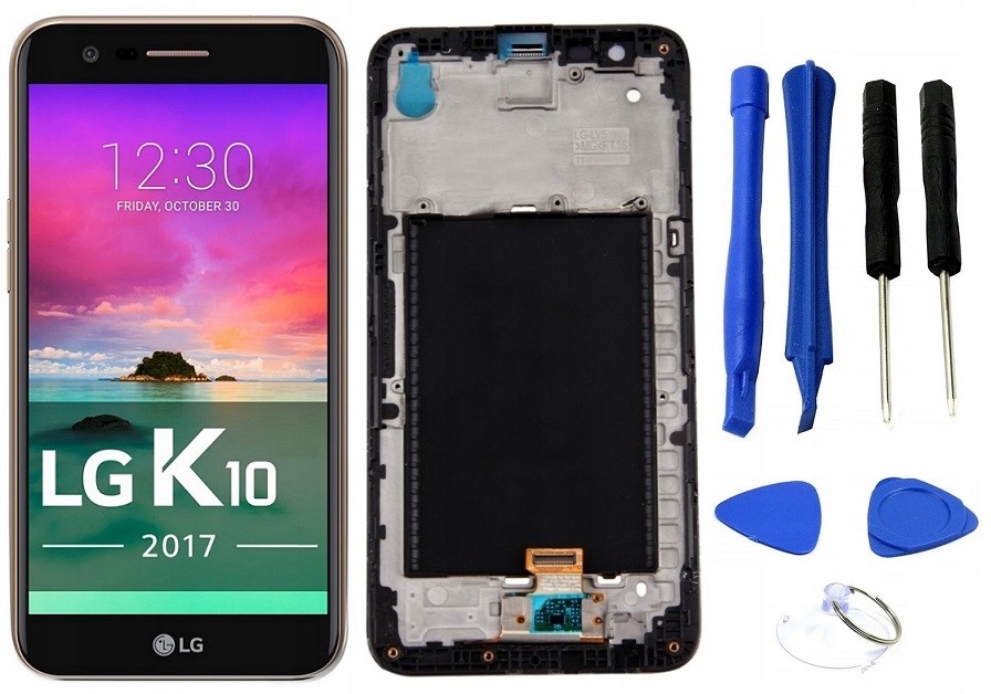 WYŚWIETLACZ Z DIGITIZEREM LG K10 2017 M250 Z NARZĘDZIAMI I RAMKĄ - Wyświetlacze z digitizerami do telefonów