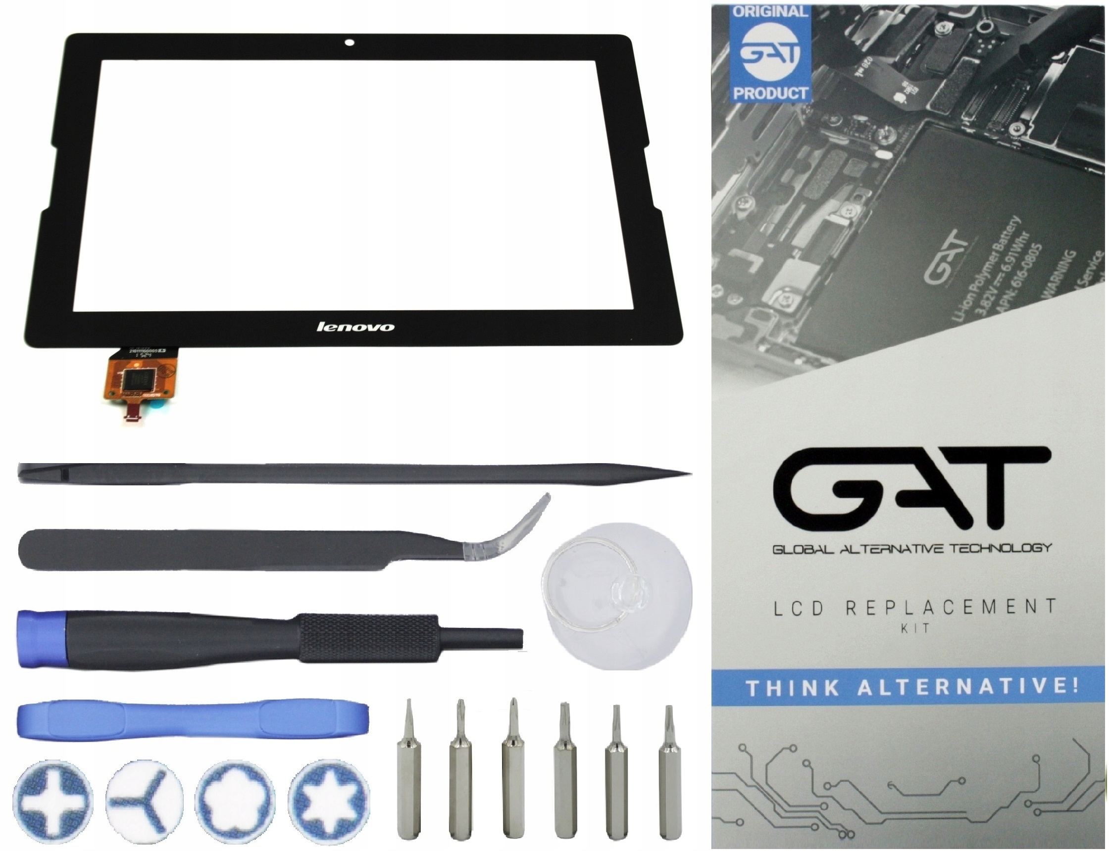 DIGITIZER DOTYK EKRAN SZYBKA LENOVO A7600 A7600H A10-70 CZARNA Z NARZĘDZIAMI GAT - Digitizery do tabletów