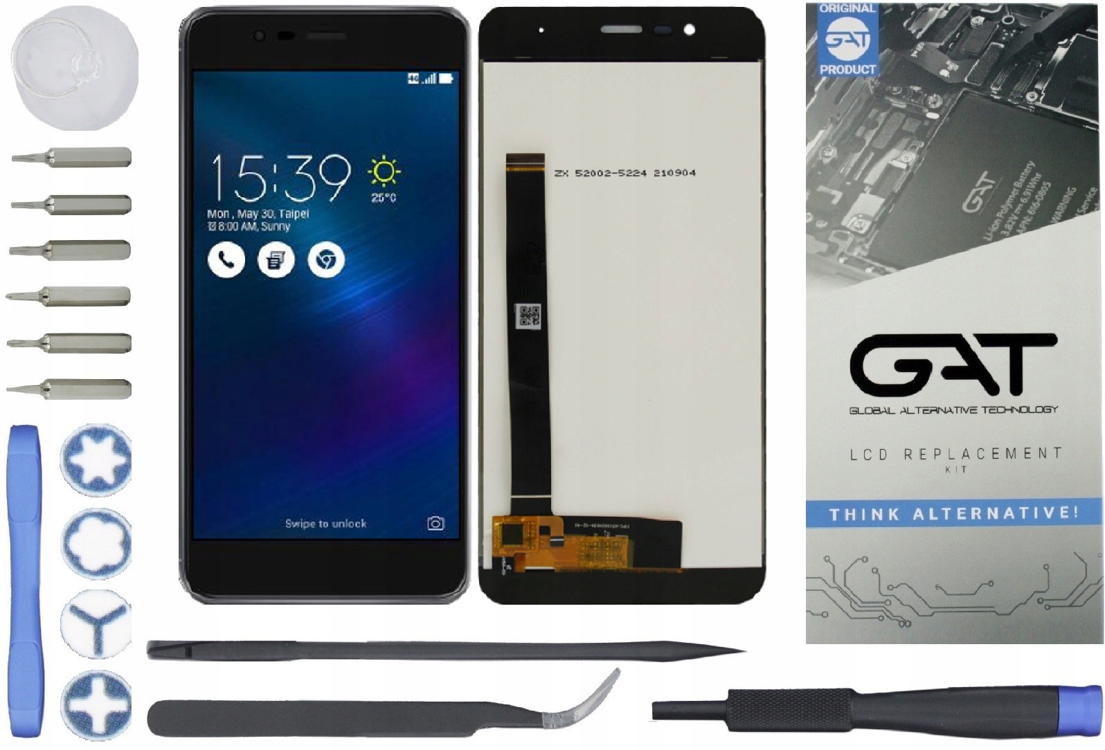 WYŚWIETLACZ Z DIGITIZEREM ASUS ZENFONE 3 MAX ZC520TL X008D Z NARZĘDZIAMI GAT CZARNY IPS - Wyświetlacze z digitizerami do telefonów