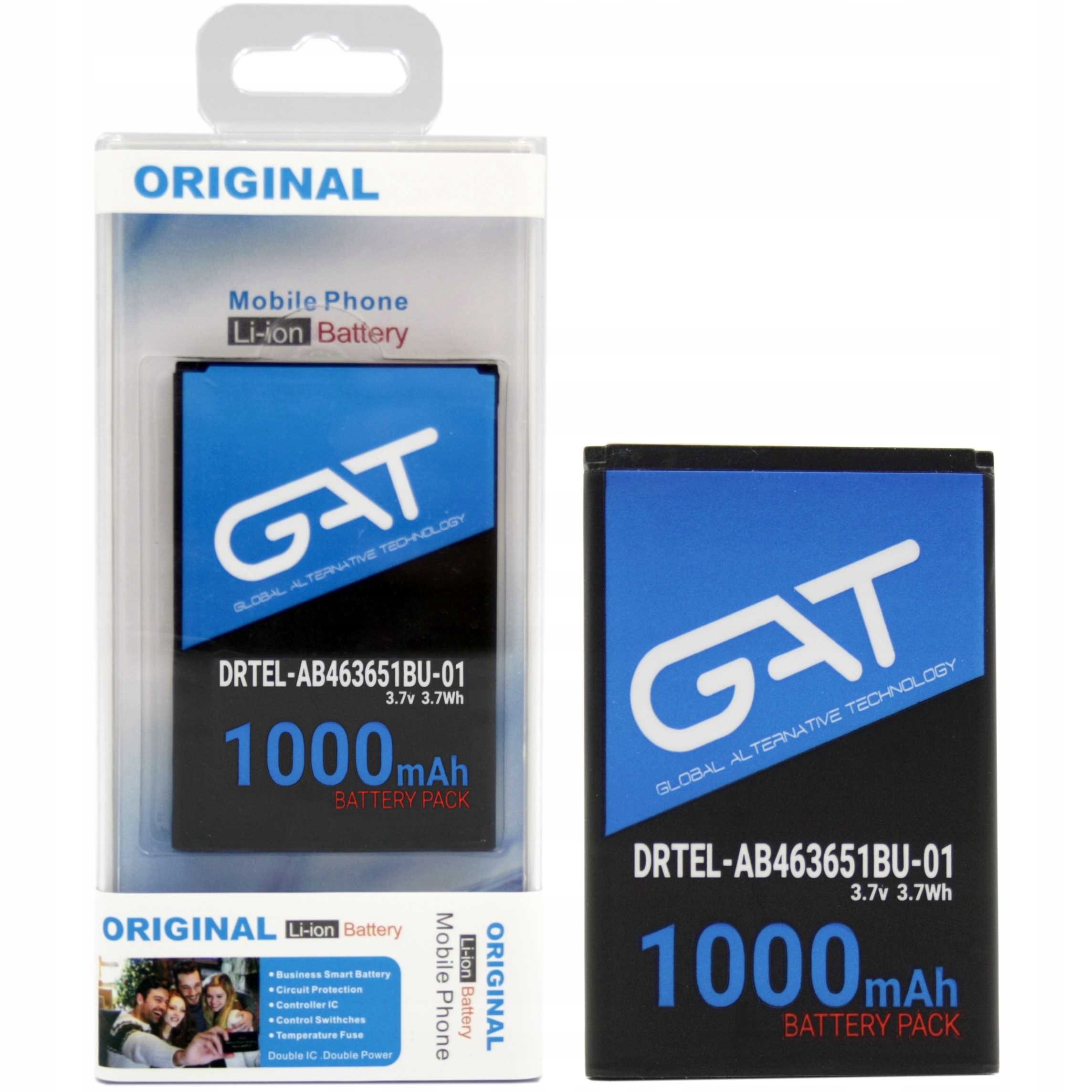 BATERIA DO TELEFONU SAMSUNG S5610 C3530 S5620 AB463651BU 1000MAH GAT Z ZESTAWEM NAPRAWCZYM PGT - Baterie do telefonów