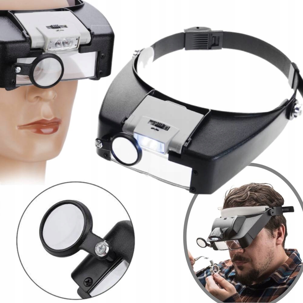 OPASKA NA GŁOWĘ Z 2 DIODAMI LED LUPA SZARA - Import z systemu magazynowego