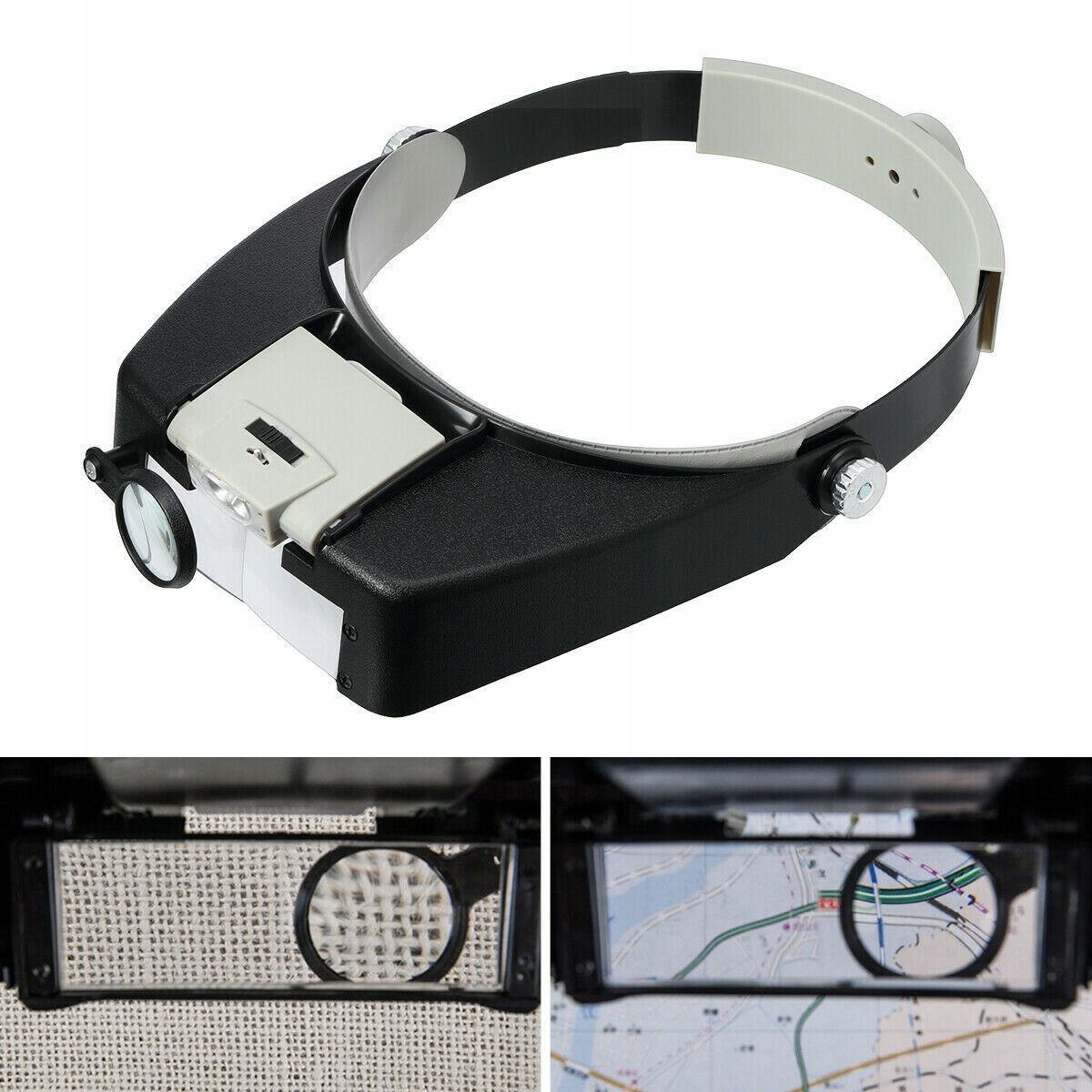 OPASKA NA GŁOWĘ Z 2 DIODAMI LED LUPA SZARA - Import z systemu magazynowego