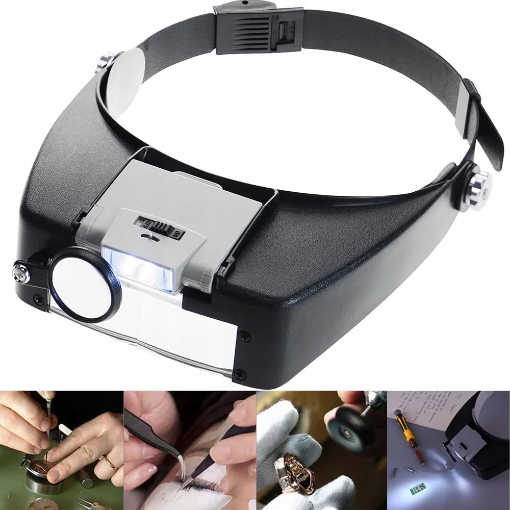 OPASKA NA GŁOWĘ Z 2 DIODAMI LED LUPA SZARA - Import z systemu magazynowego