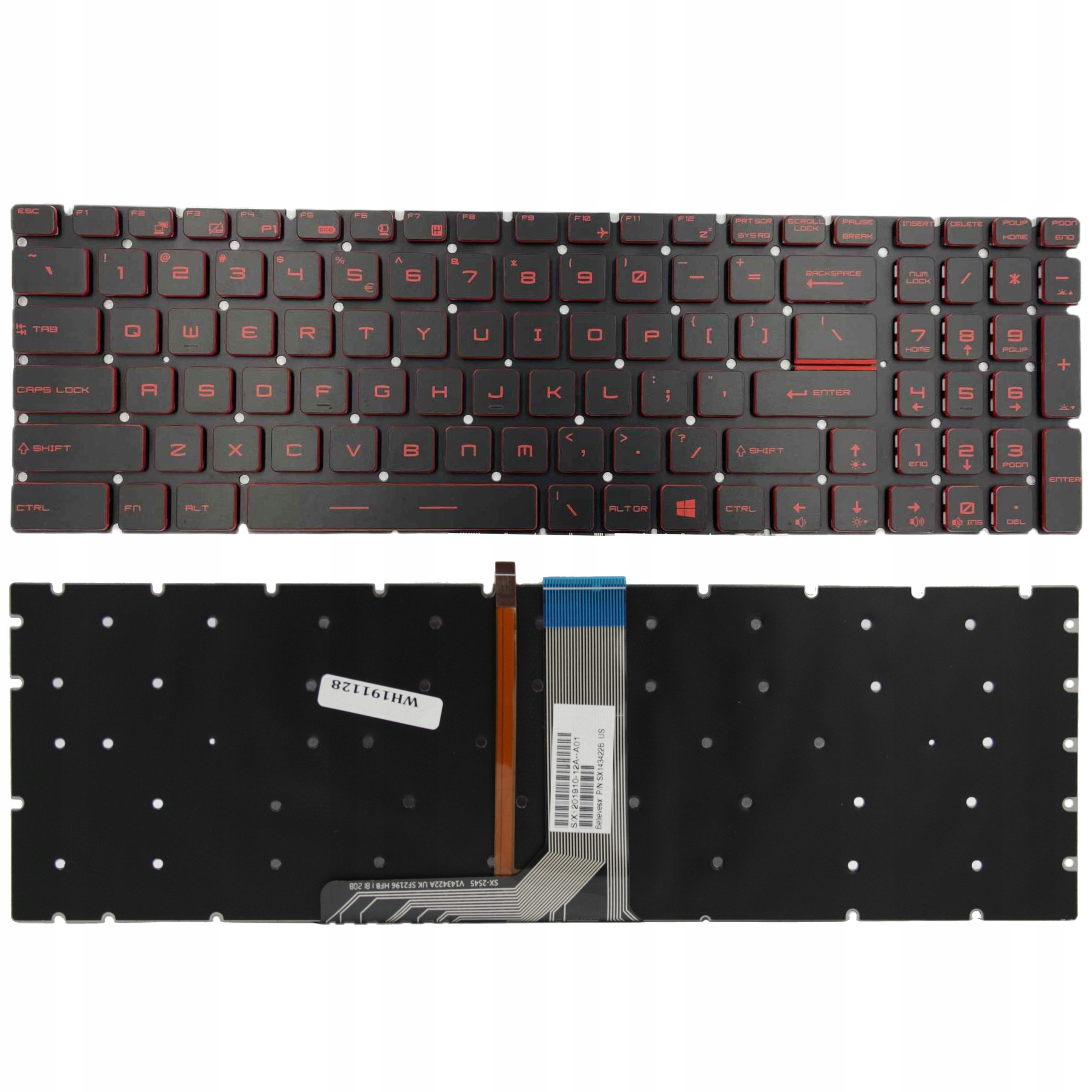 KLAWIATURA MSI WS60 GE62 GE72 GS70 GS60 GT72 GL72 GL62 V143422AK1 PODŚWIETLANA LED CZERWONE PRZYCISKI - Klawiatury do laptopów