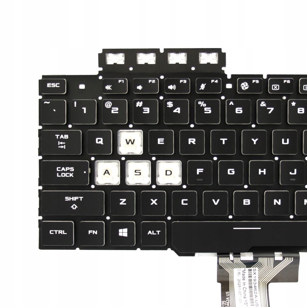 KLAWIATURA DO ASUS FX505DU FX505DY FX505DD FX505DT FX705 FX705GM BIAŁY LED BEZ RAMKI US CZARNA - Klawiatury do laptopów