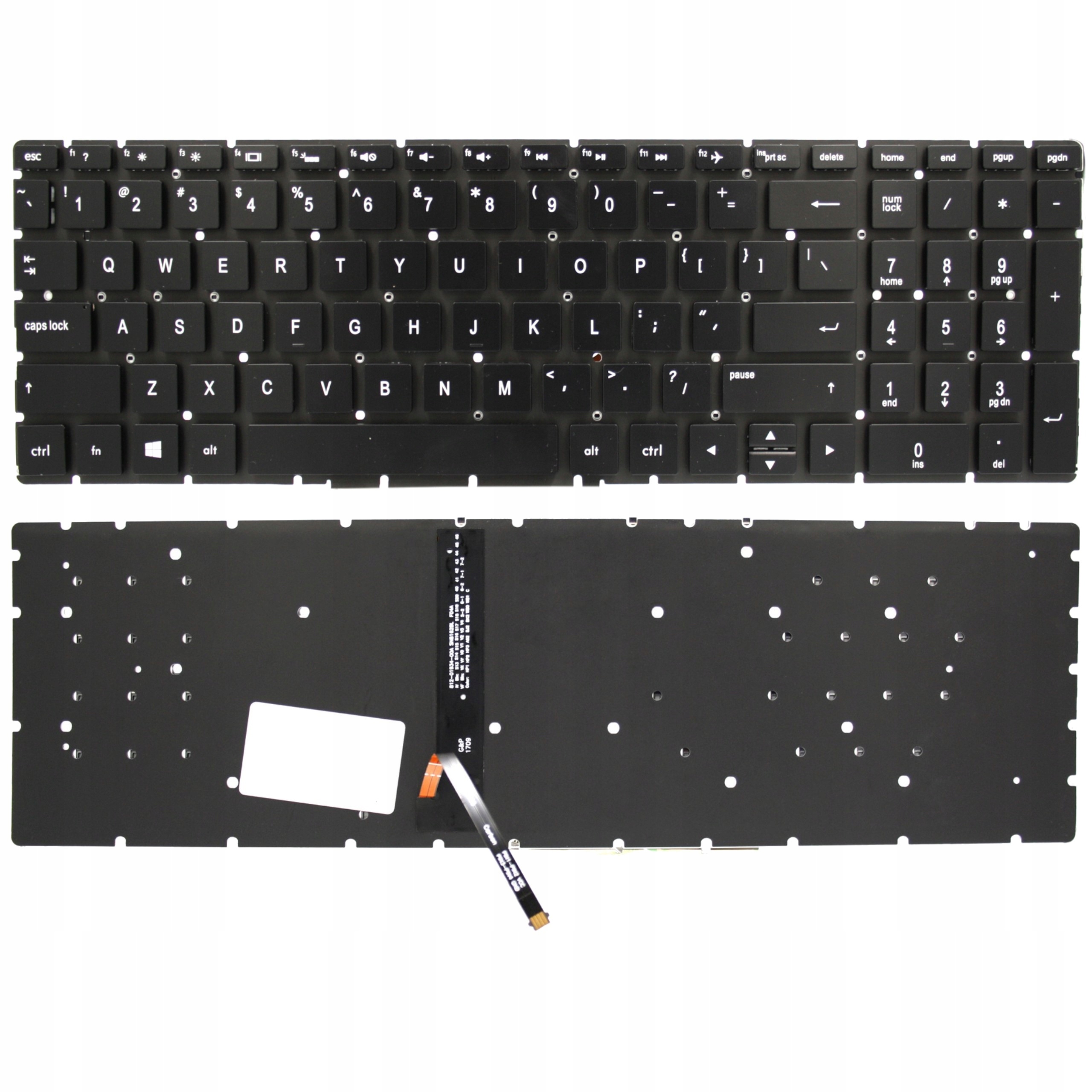 KLAWIATURA DO HP 250 G6 255 G6 15S-EQ 15S-FQ LED PODŚWIETLANA BEZ RAMKI CZARNA BŁYSZCZĄCA - Klawiatury do laptopów
