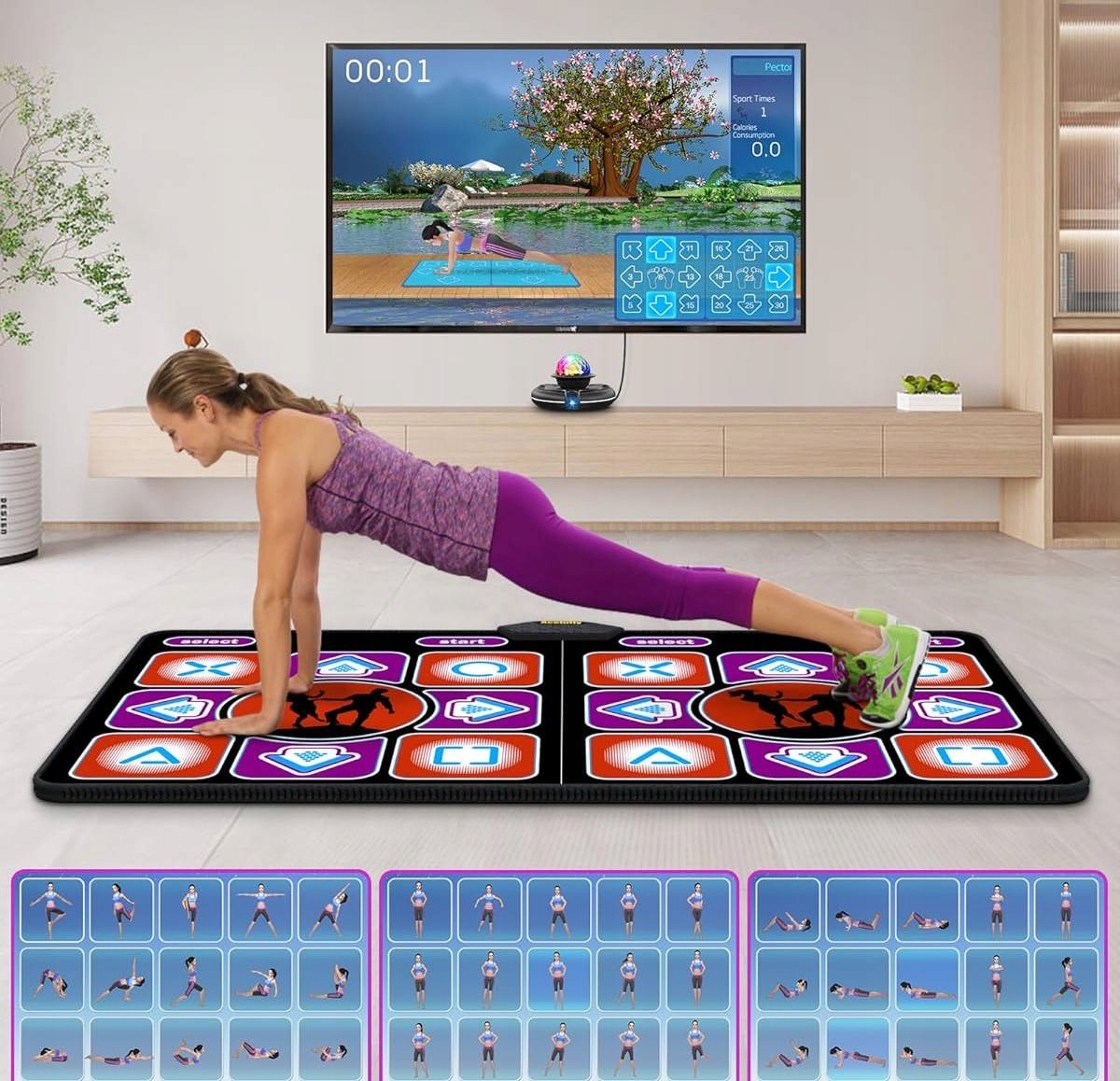 MATA DO TAŃCZENIA PODWÓJNA HDMI 164x93 CM Z ANTYPOŚLIZGOWĄ POWŁOKĄ 2 KONTROLERY - Gry i zabawy