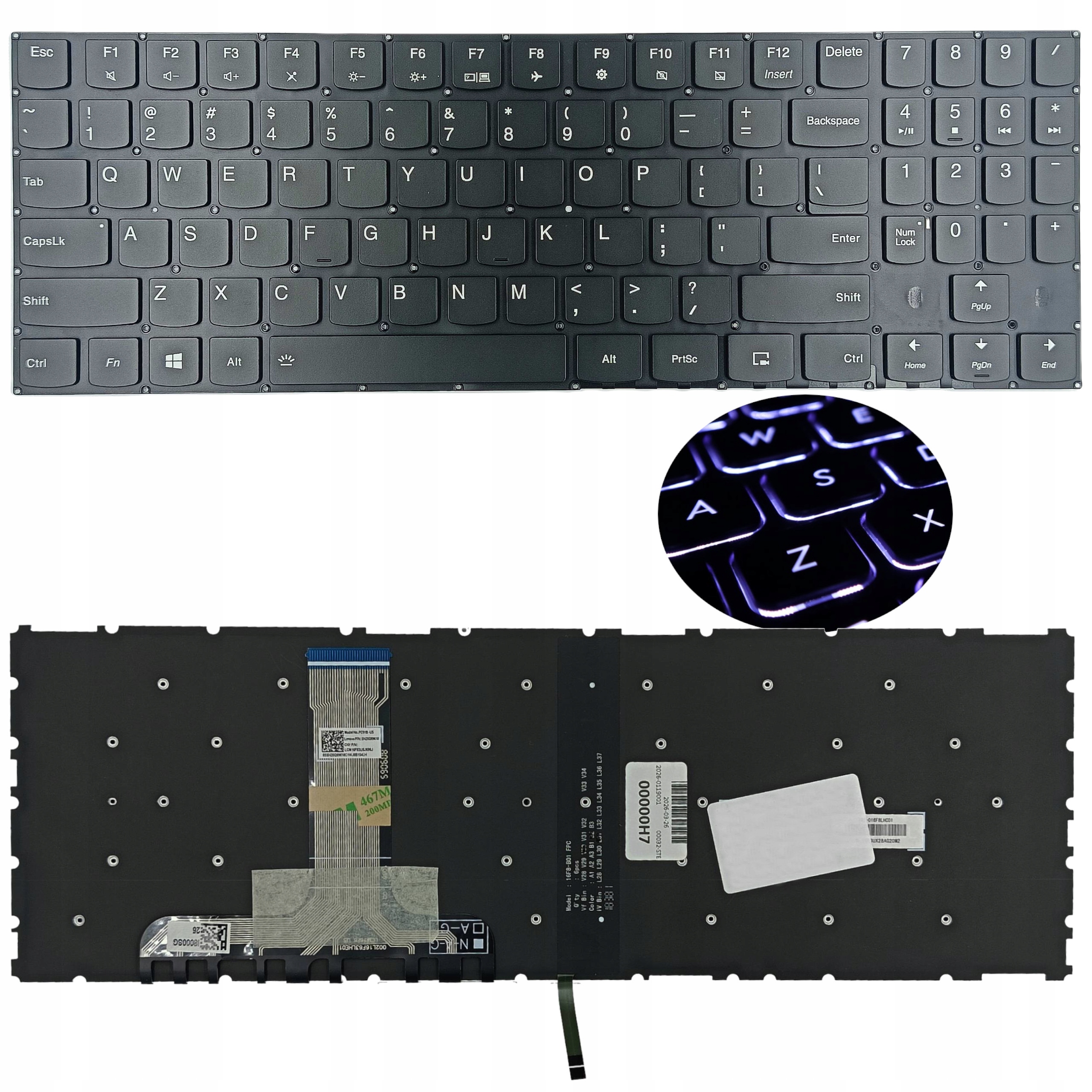 KLAWIATURA LENOVO US LEGION Y530 Y540 Y530-15ICH Y540-15 Y545 Y540-17IRH Y7000P Y7000 Z PODŚWIETLENIEM LED - Import z systemu magazynowego