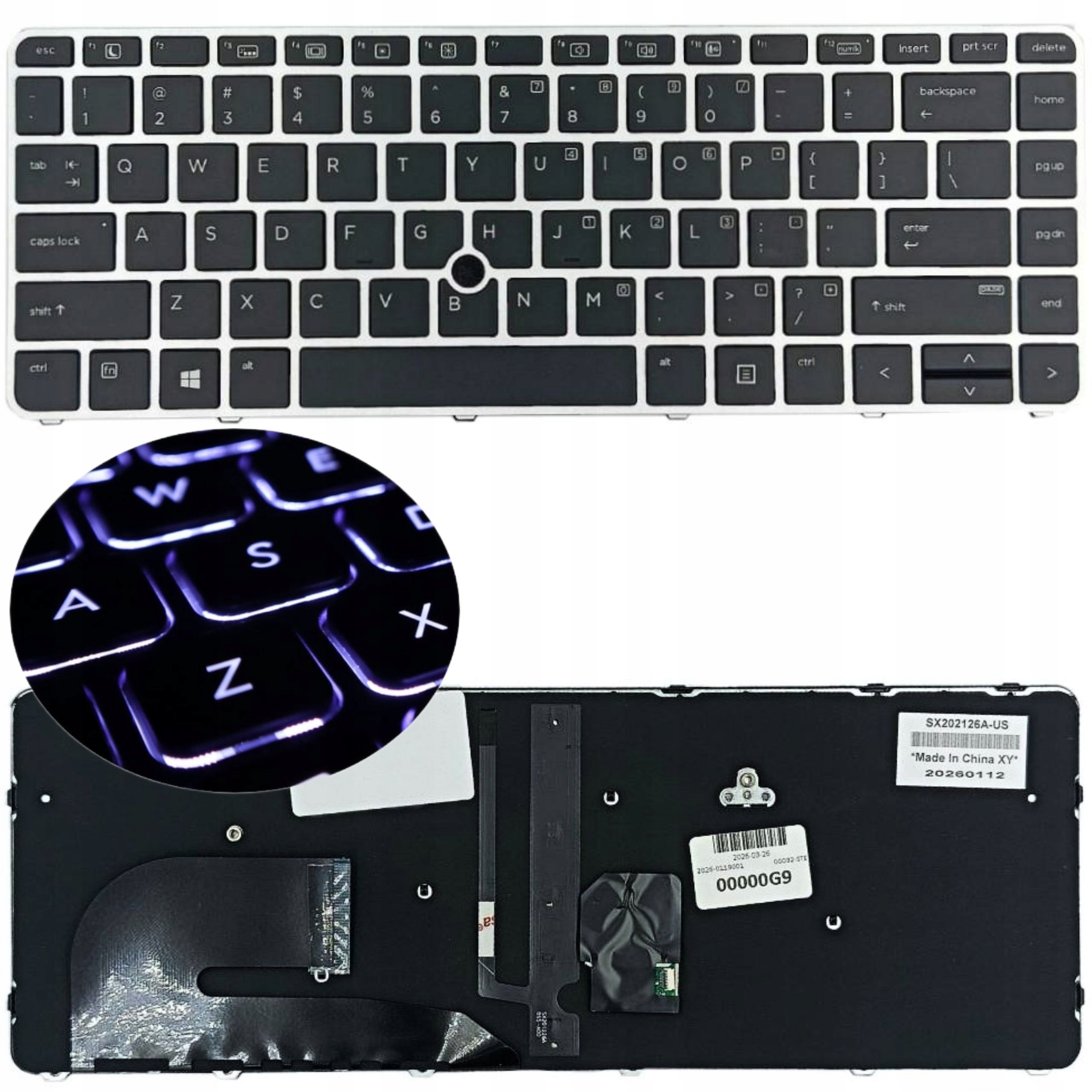 KLAWIATURA HP ELITEBOOK 840 G3 840 G4 745 G3 745 G4 836308-031 SREBRNA RAMKA Z PODŚWIETLENIEM I POINTEREM - Klawiatury do laptopów