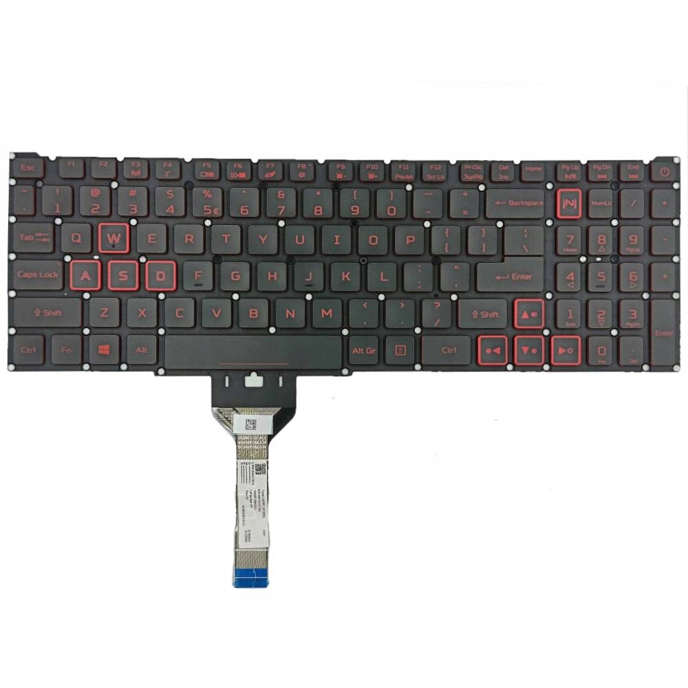 KLAWIATURA DO ACER NITRO AN515-43 AN515-44 AN515-54 515-55 AN517-51 AN715-51 CZERWONE PRZYCISKI Z PODŚWIETLENIEM LED TAŚMA 17mm - Klawiatury do laptopów