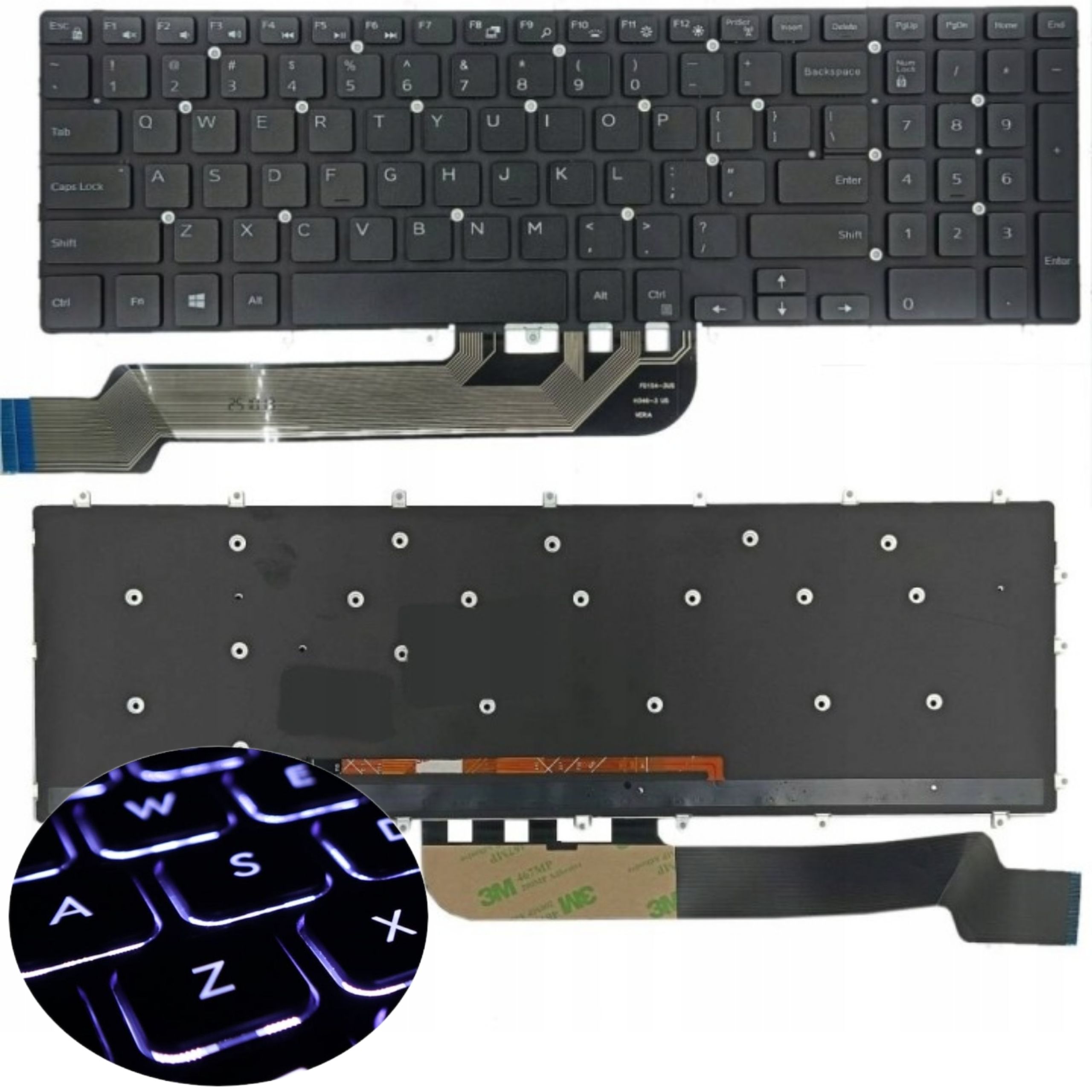 DELL US CZARNA Inspiron 15 5000 5570 5575 5565 5567 5568 3583 3584 LED - Klawiatury do laptopów