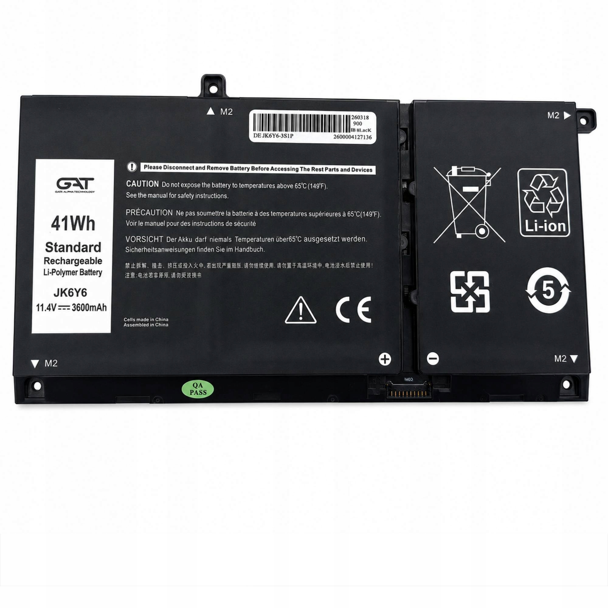 BATERIA Dell JK6Y6 5KG6 CF5RH 3KN6W 5NDNH K3N6W VOSTRO 5401 5402 INSPIRON 5301 5406 3600mAh 11,4V GAT - Import z systemu magazynowego
