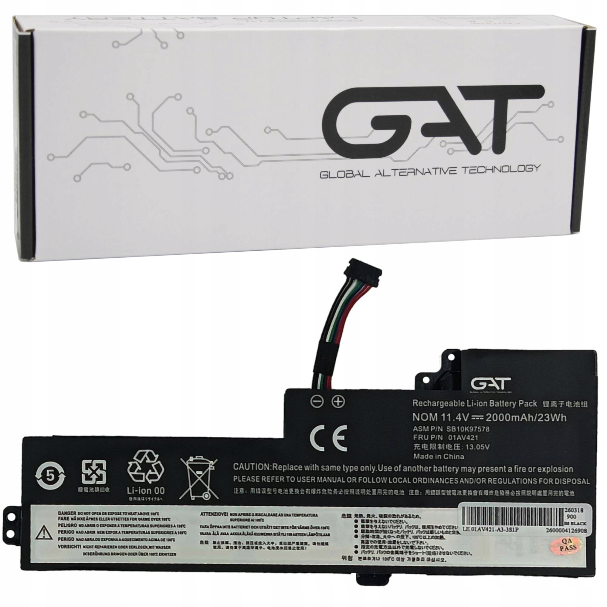 BATERIA DO LENOVO 01AV421 2000mAh 11,4V GAT - Baterie do laptopów