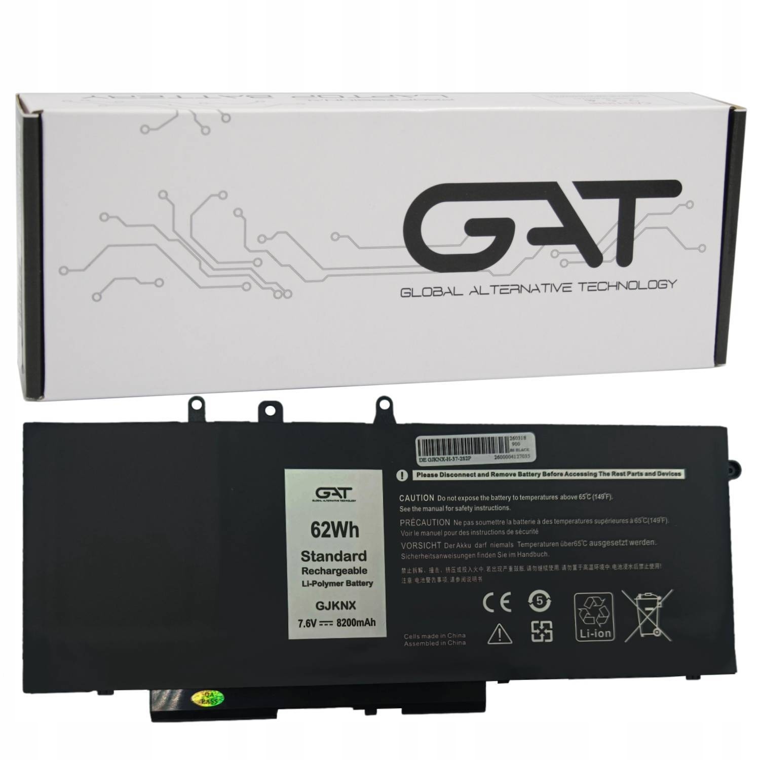 BATERIA DO DELL GJKNX 7,6V 8200mAh GAT CZARNA - Baterie do laptopów