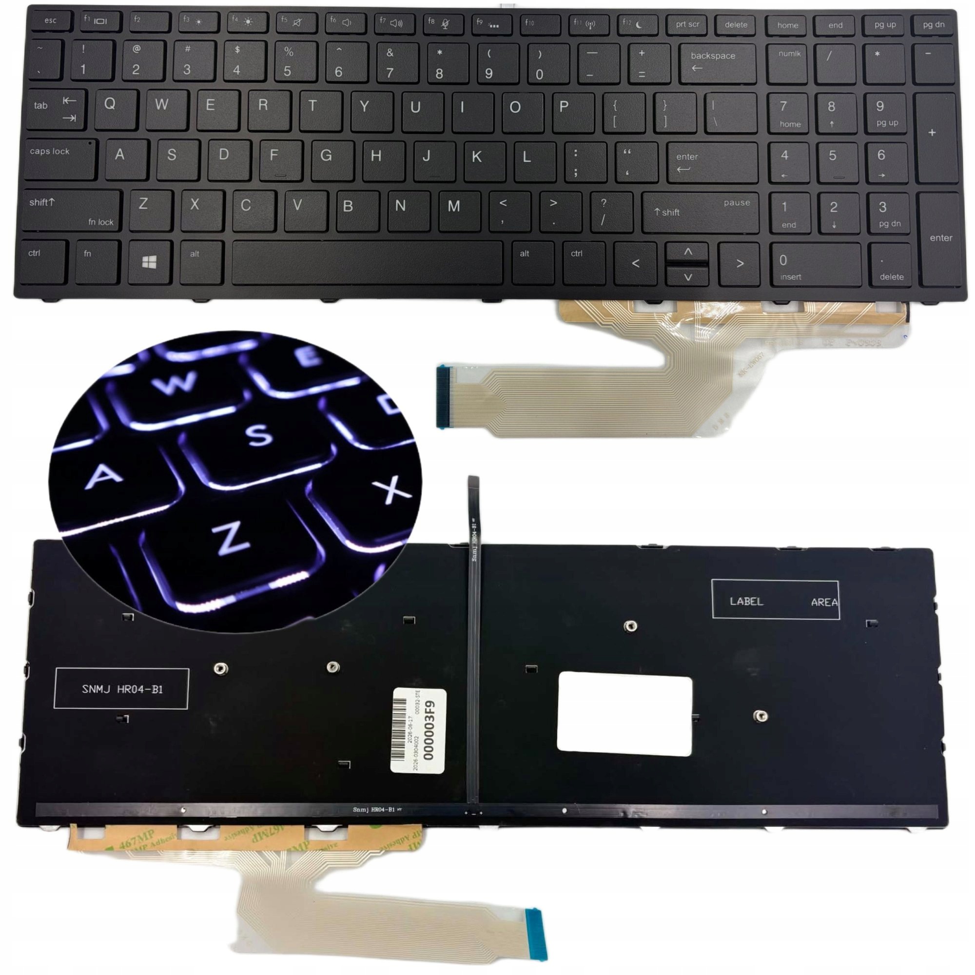 KLAWIATURA HP PROBBOK 450 455 470 G5 CZARNA Z RAMKĄ US Z PODŚWIETLENIEM LED - Import z systemu magazynowego