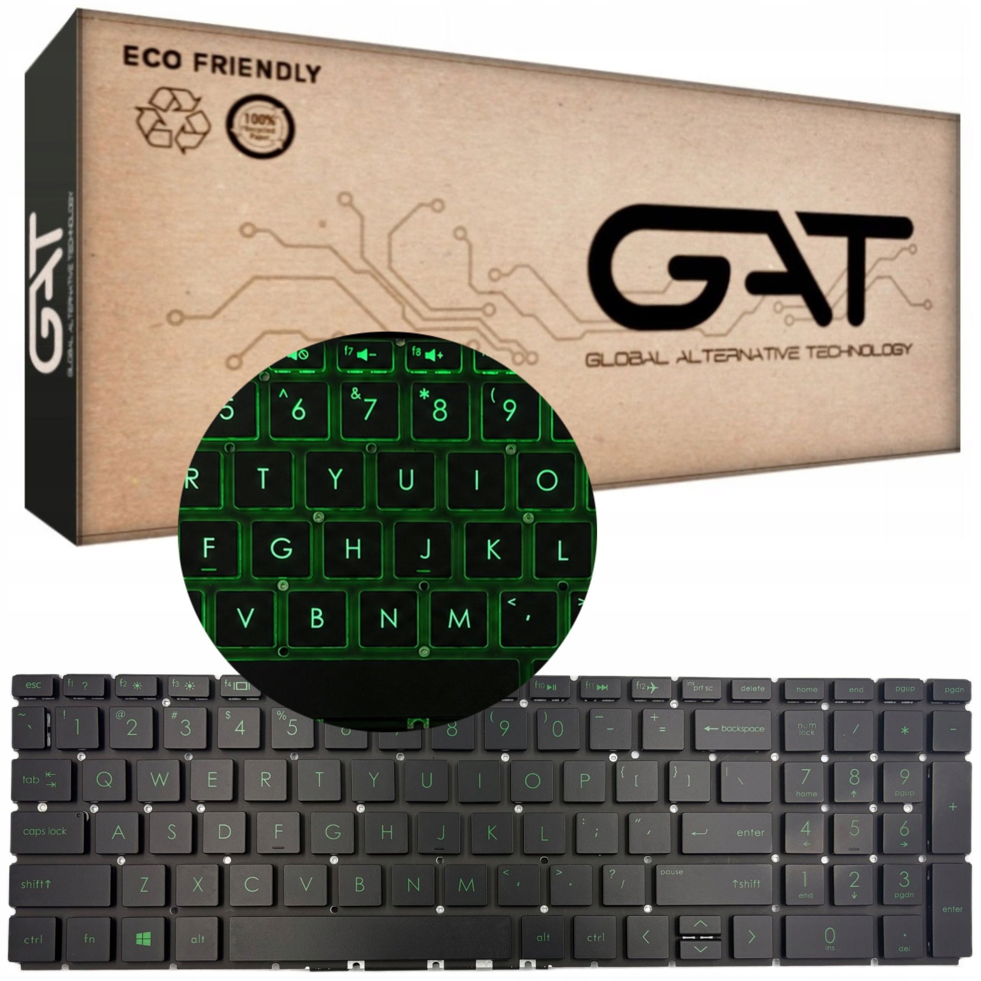 KLAWIATURA do HP Pavilion Gaming 15-CX 15-EC 15-DK 16-A 17-CD LED Green - Klawiatury do laptopów