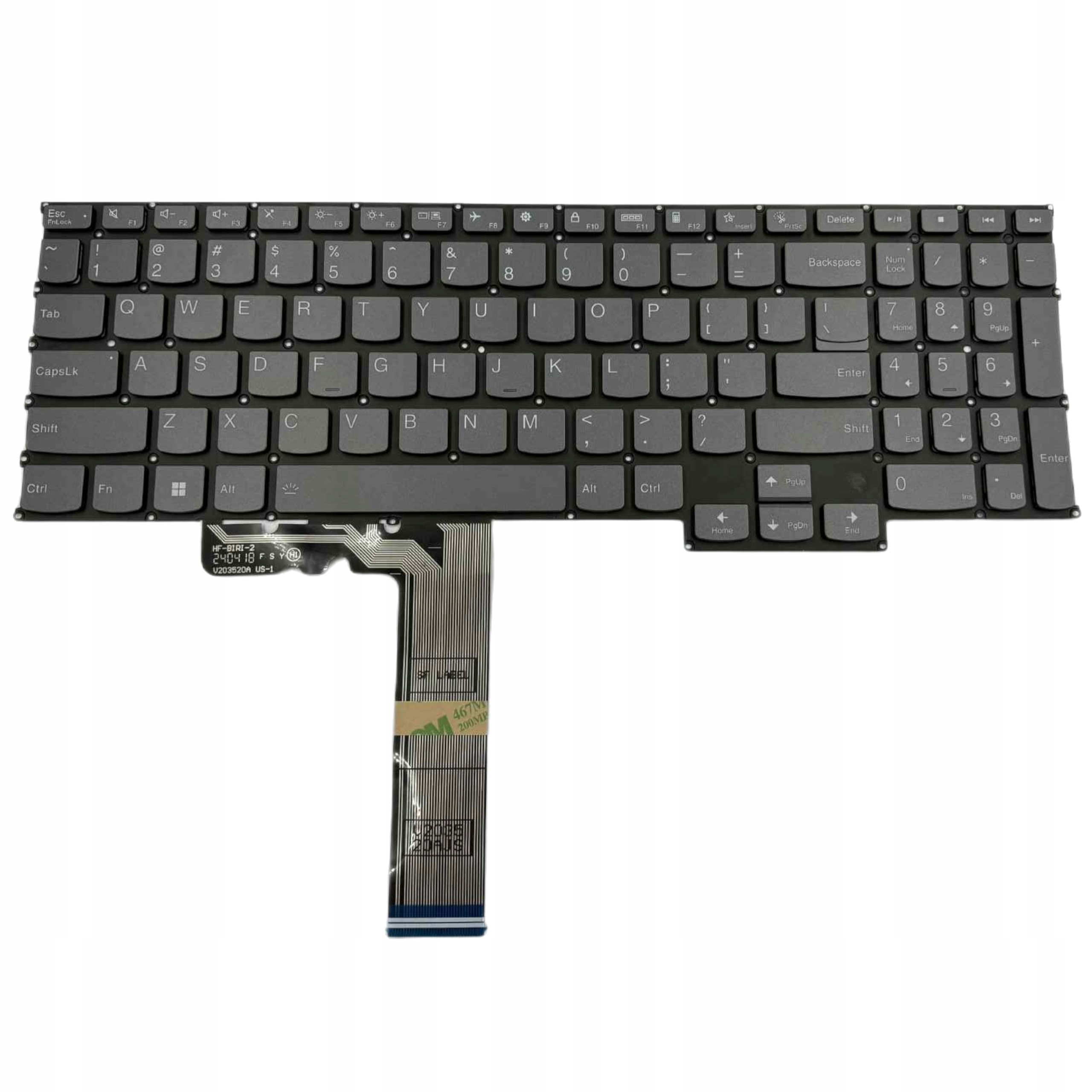 KLAWIATURA LENOVO US SZARA Slim 7 16ARH7, 7 16IAH7, 7 Pro 16ACH6 PODŚWIETLANA BEZ RAMKI WIN10 V203520A-RF - Klawiatury do laptopów