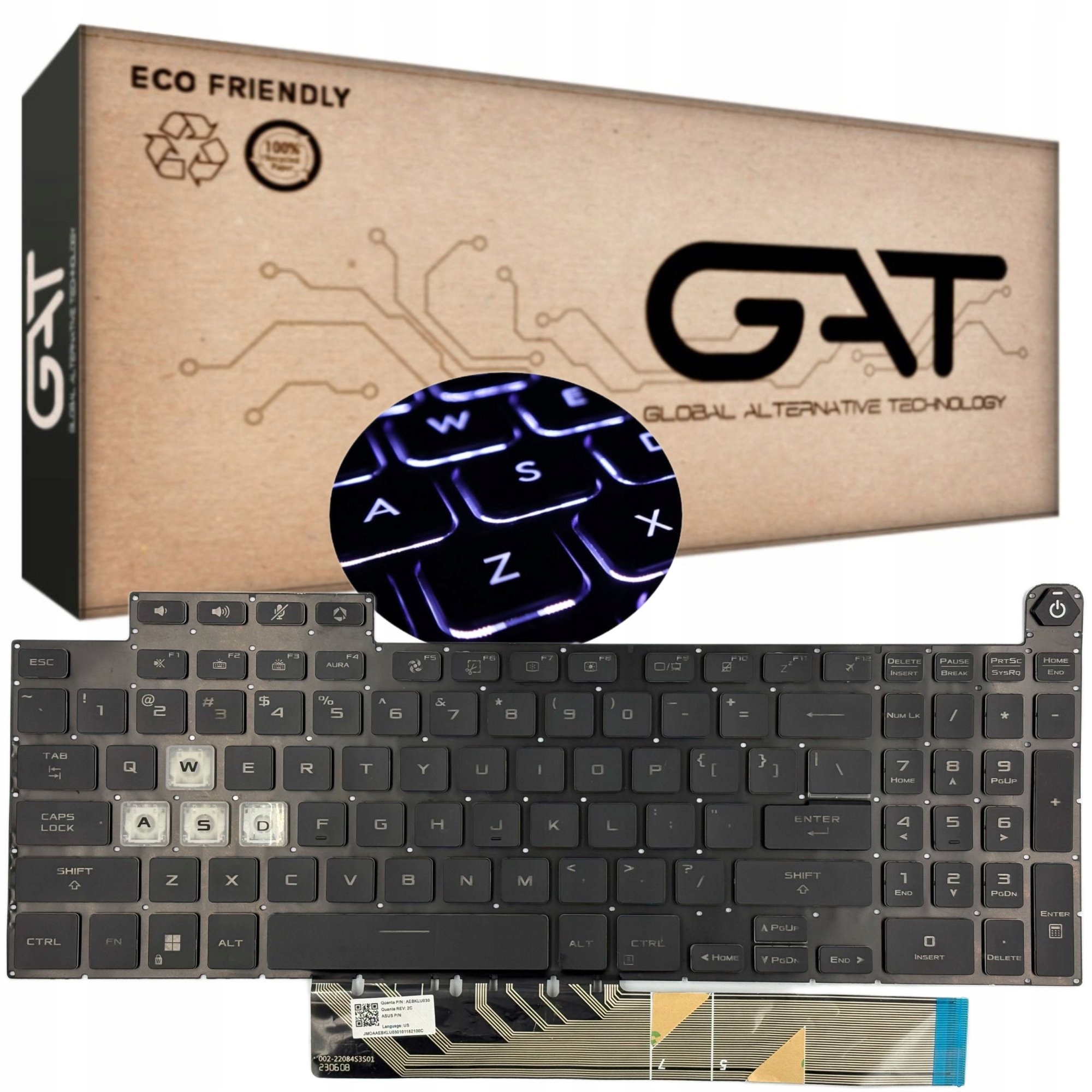 KLAWIATURA US ASUS TUF FA507 FA507NU FA507NV FA507XI FX507Z Z PODŚWIELTENIEM LED RGB  + OPAKOWANIE KGAT - Klawiatury do laptopów