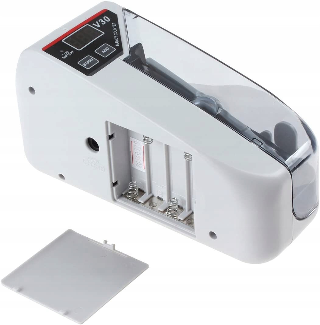LICZARKA DO BANKNOTÓW NA BATERIE BIAŁA V30 Z ETUI I ZASILACZEM + 4 SZTUKI BATERII BLOW - Akcesoria elektroniczne