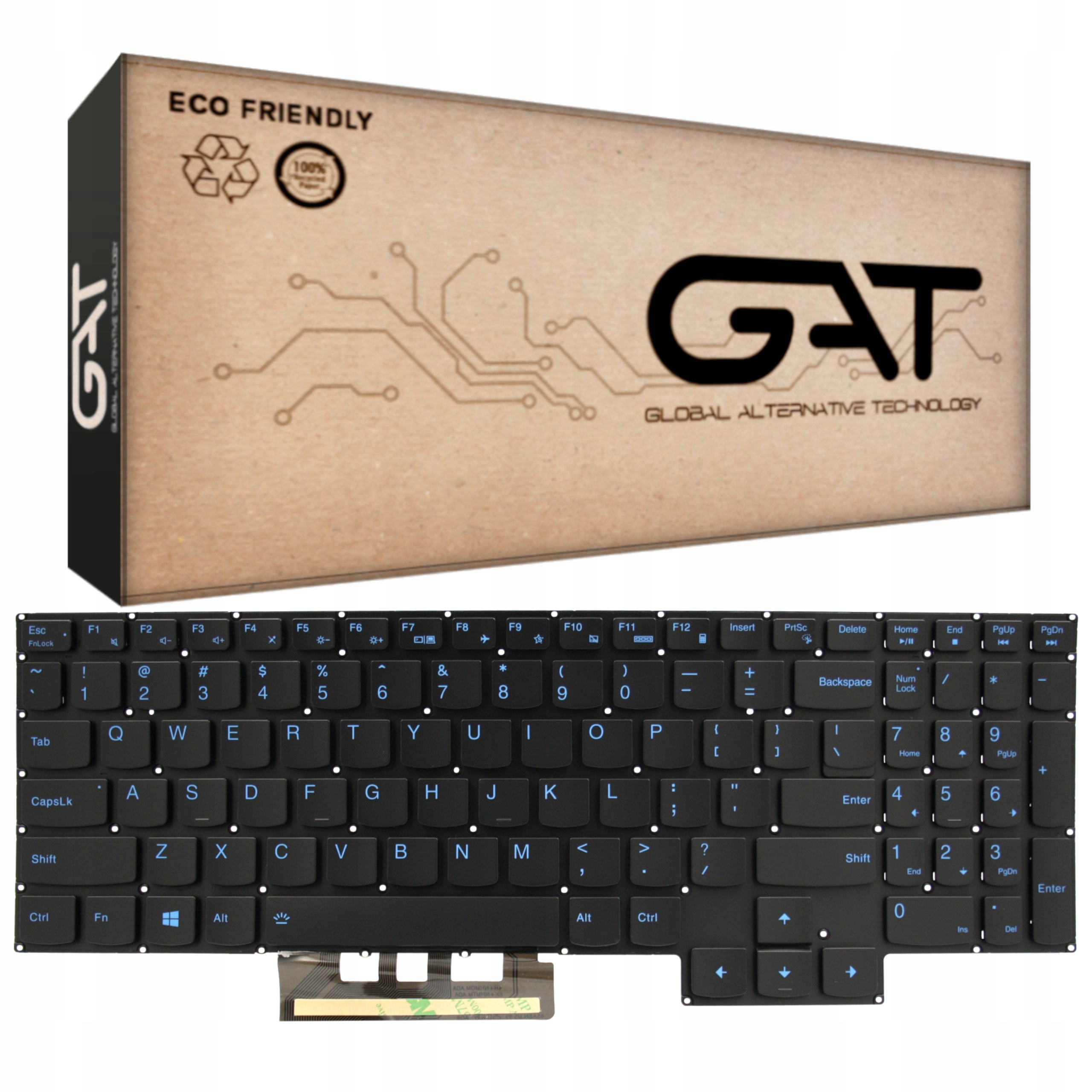 KLAWIATURA LENOVO US LEGION 5 15ACH6H 15ACH6 NIEBIESKIE NAPISY PODŚWIETLANA LED PUDEŁKO GAT - Klawiatury do laptopów