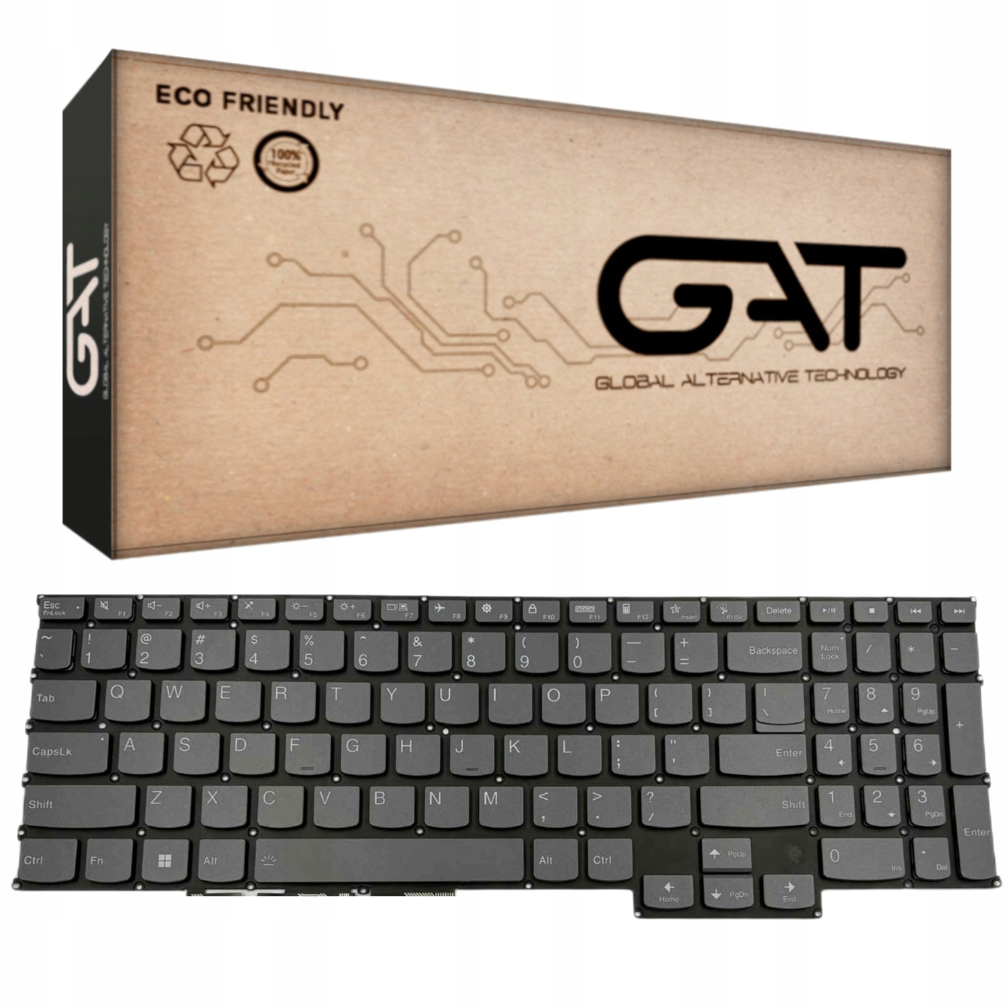 KLAWIATURA LENOVO US SZARA Slim 7 16ARH7, 7 16IAH7, 7 Pro 16ACH6 PODŚWIETLANA BEZ RAMKI WIN10 V203520A-RF PUDEŁKO GAT - Klawiatury do laptopów
