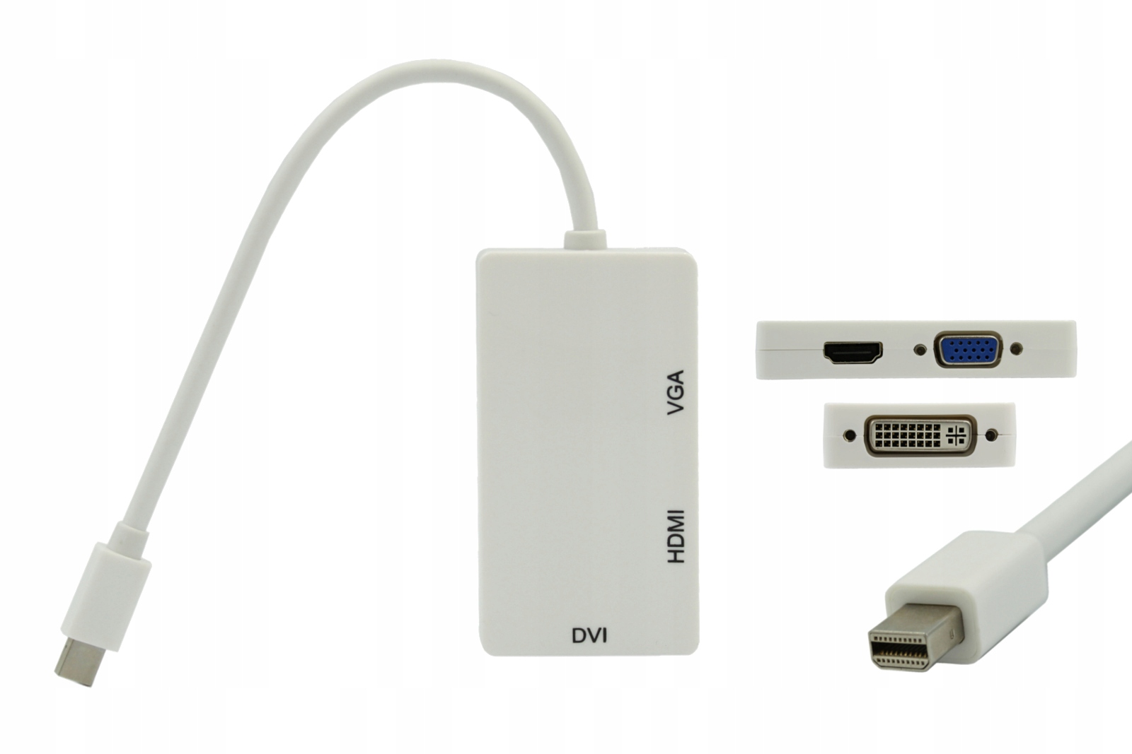 PRZEJŚCIÓWKA KONWERTER ADAPTER Z MINI DISPLAYPORT DO HDMI DVI VGA - Kable i USB adaptery